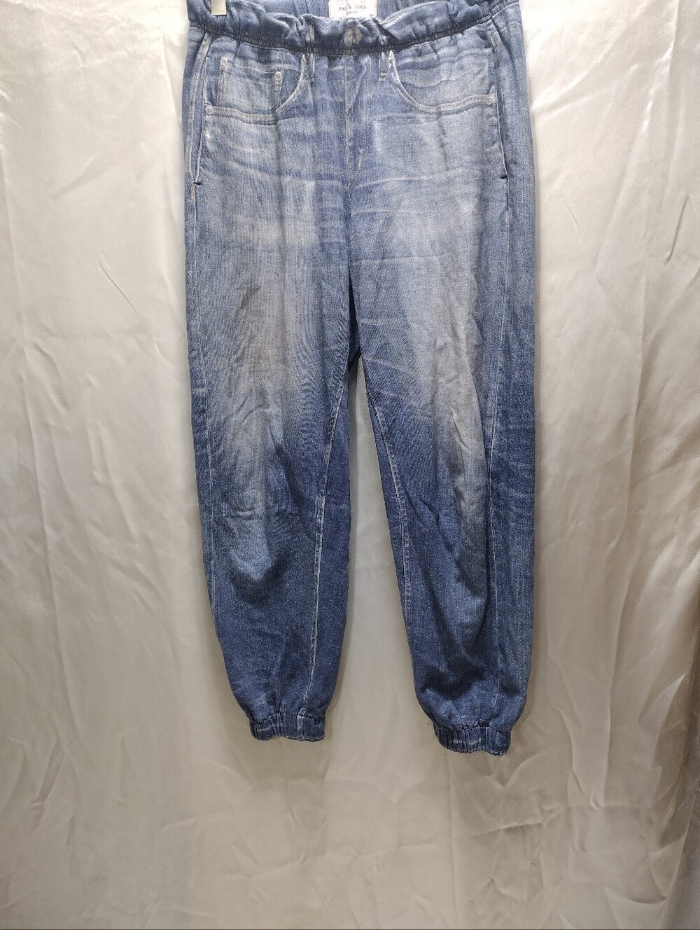 Rag & Bone Miramar Jogger Womens Small Distressed Blue Faux Jean Pull On Cotton